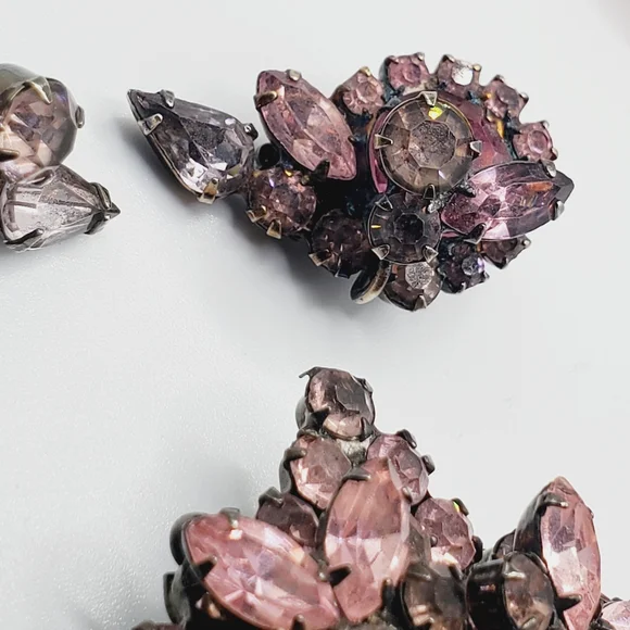 Juliana Delizza & Elster PINK D&E RARE brooch and earrings set pendant vintage - Picture 9 of 10